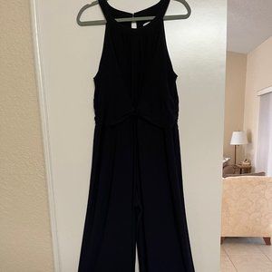 Black Nylon Jersey Jumpsuit For Evening Wear